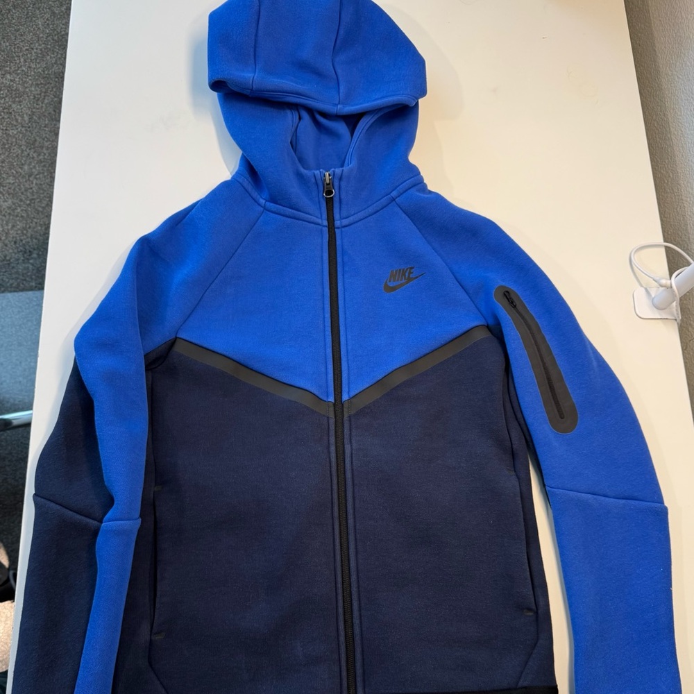 Nike Royal Blue and Black Nike Boys’ Tech Fleece Full-Zip Sweatshirt
